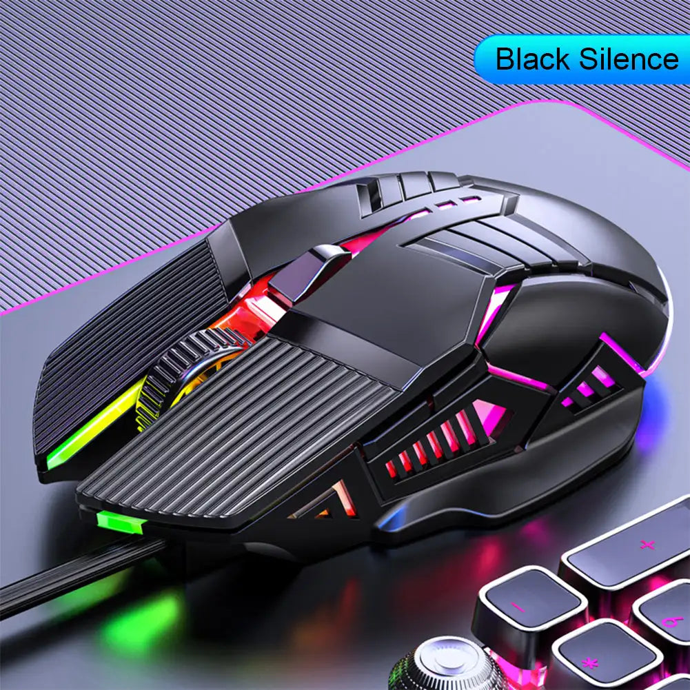 Mysz gamingowa przewodowa 3200DPI, RGB, 6 przycisków, cicha