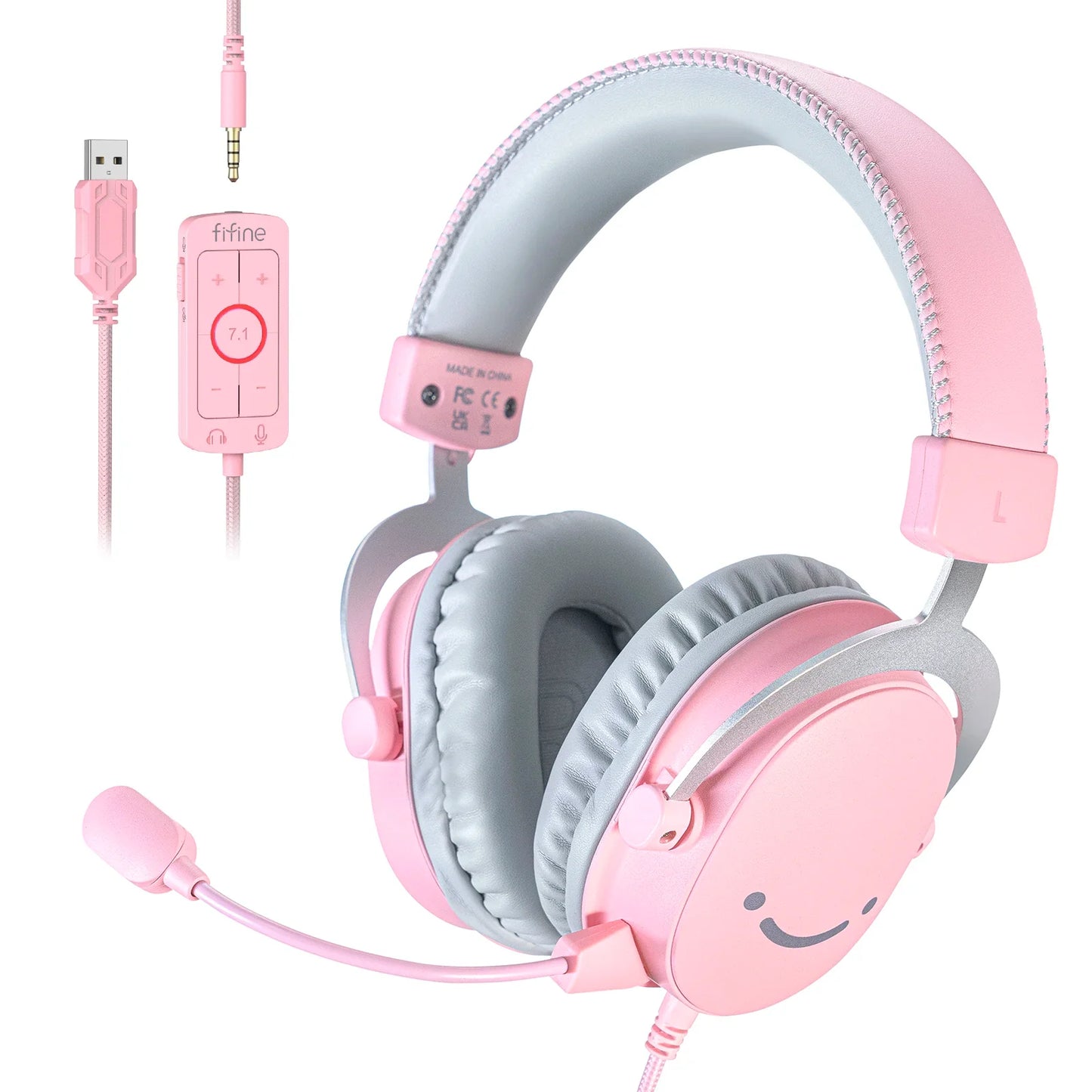 Słuchawki FIFINE, 3.5mm i USB, 7.1 dźwięk, z kontrolą głośności, do PC/MAC/PS4/PS5