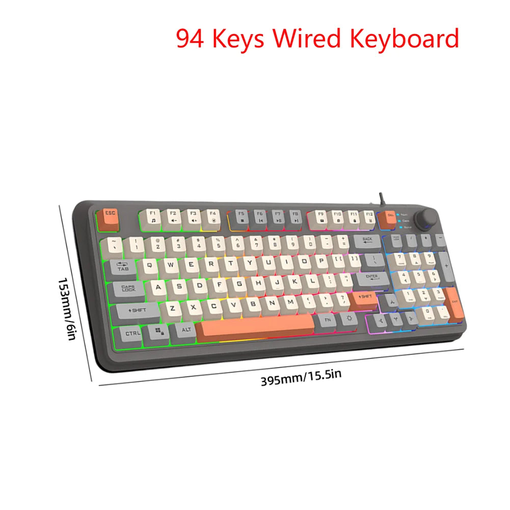 Zestaw klawiatury i myszy RGB, przewodowy/bezwprzewodowy, podświetlana, do PC/laptopa