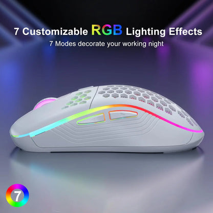 Bezprzewodowa mysz gamingowa 2.4G RGB, ergonomiczna, z regulacją DPI