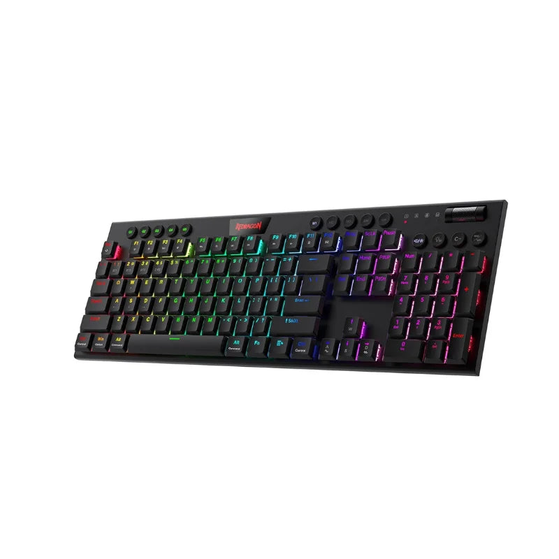 Klawiatura Redragon K618 Horus, bezprzewodowa, RGB, trójtrybowa, niskoprofilowa do gier