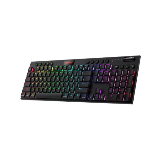 Klawiatura Redragon K618 Horus, bezprzewodowa, RGB, trójtrybowa, niskoprofilowa do gier