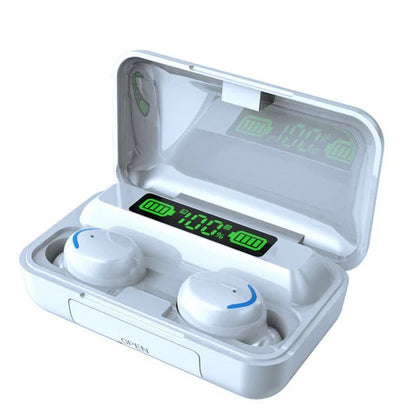 Bezprzewodowe słuchawki Bluetooth F9, wodoodporne, z wyświetlaczem LED, z etui ładującym, do iPhone/Android